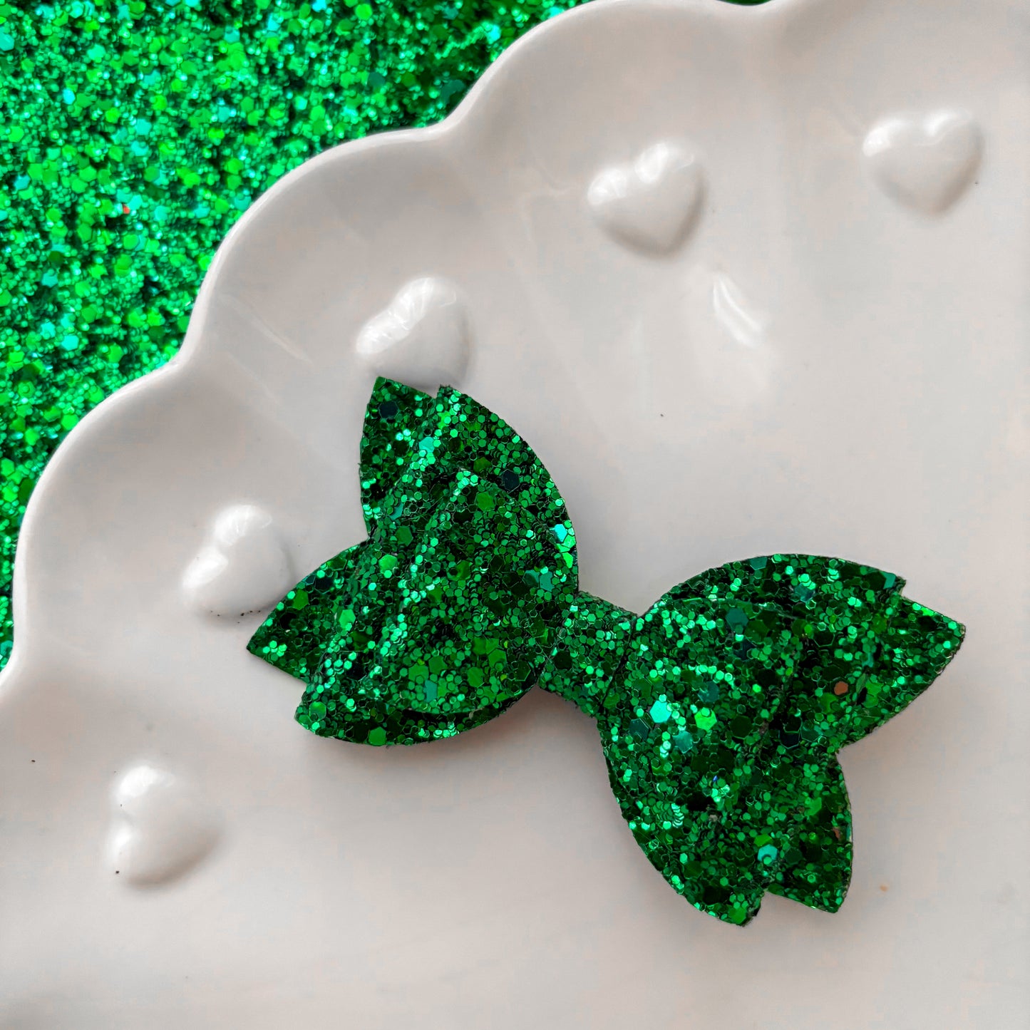 Green Glitter Hair Bow