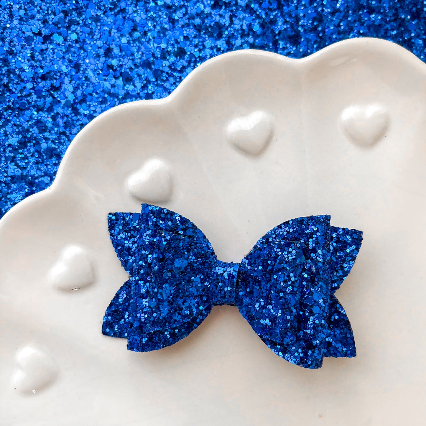 Royal Blue Glitter Hair Bow