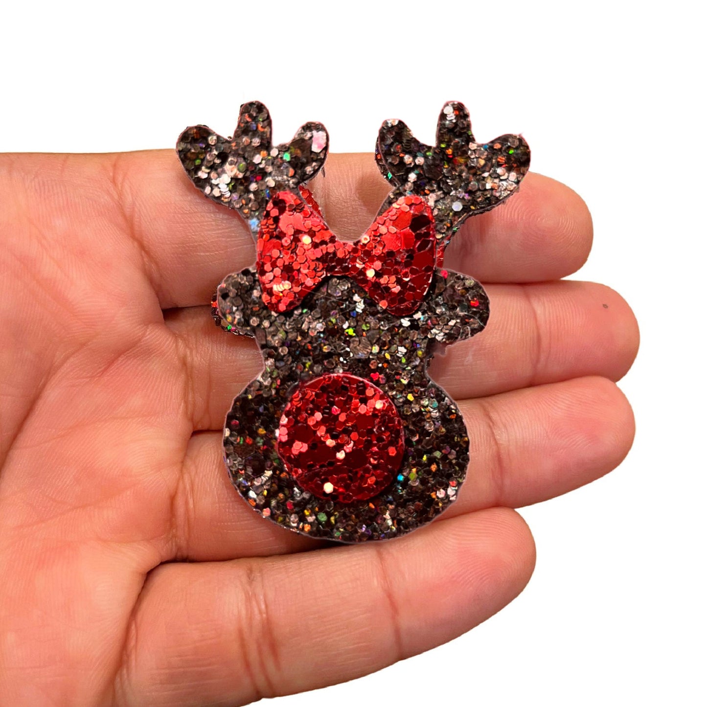 PREORDER Brown Holo Glitter Reindeer Hair Clip