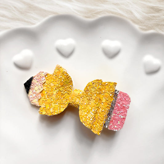 Glitter Pencil Hair Bow