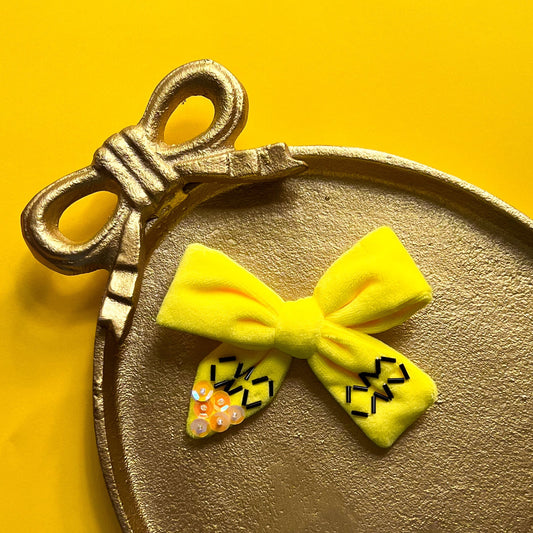 Yellow Crayon Velvet Bow