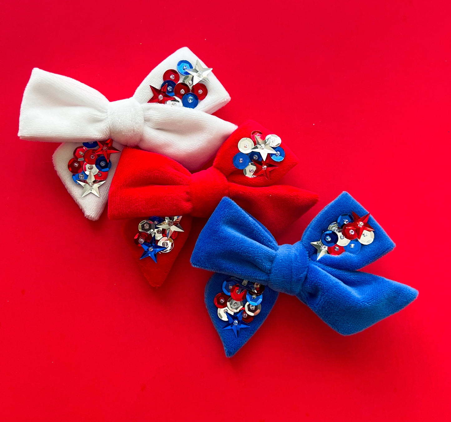 Red Velvet Sequins Bow