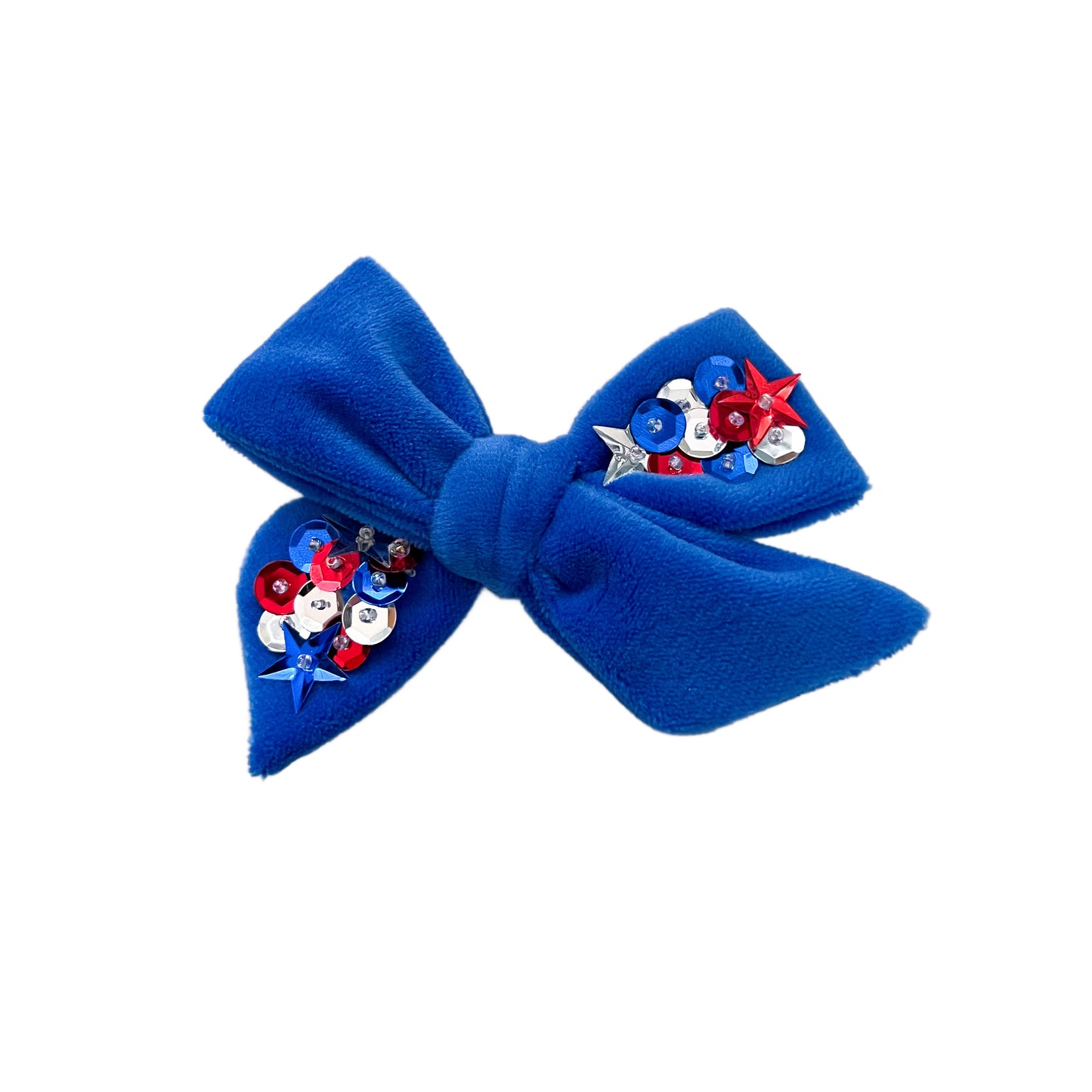 Blue Velvet Sequins Bow