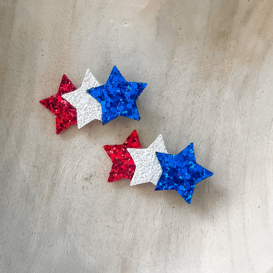 Red, White Blue Stars Hair Clip