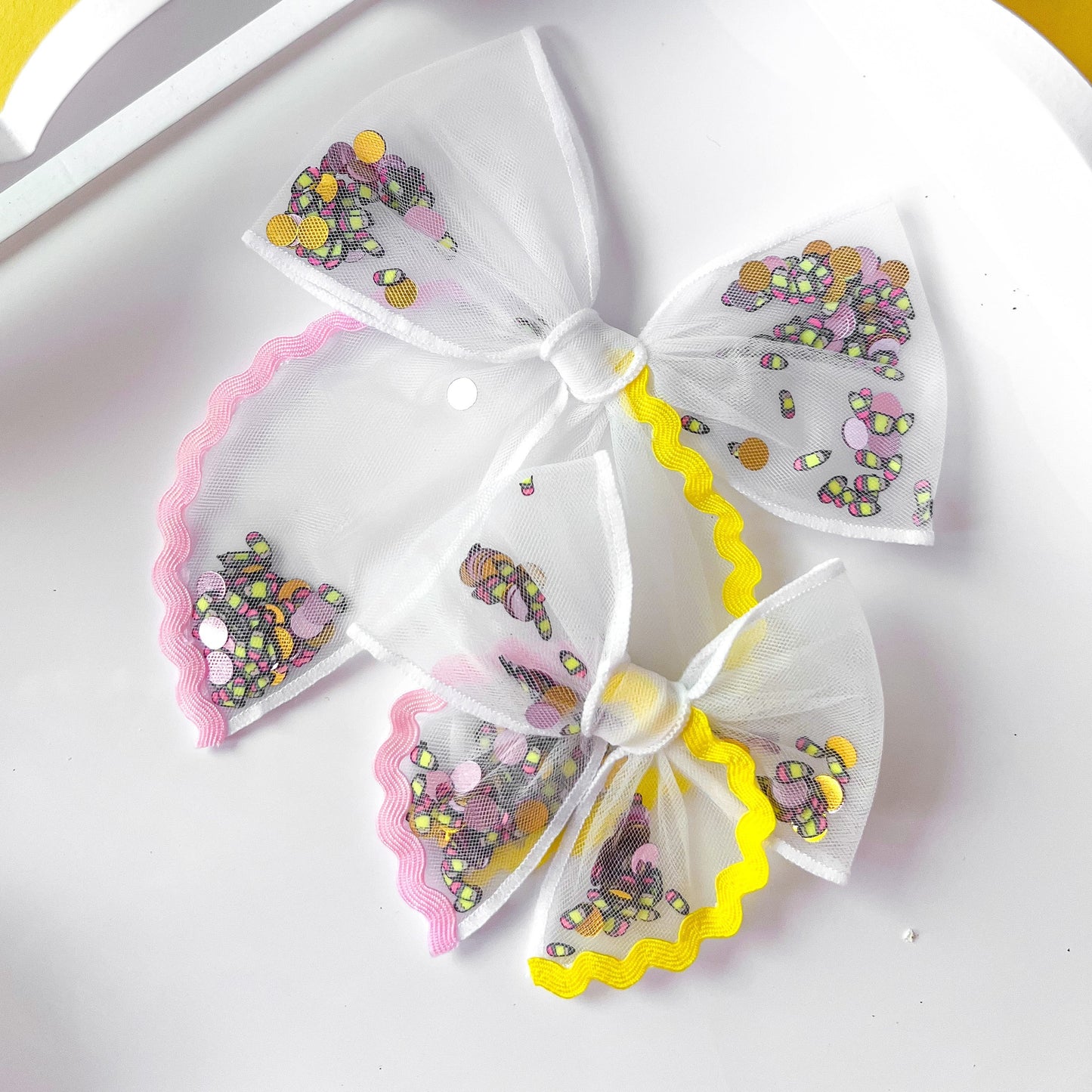 Pink, Yellow & Pencil Shaker Bow
