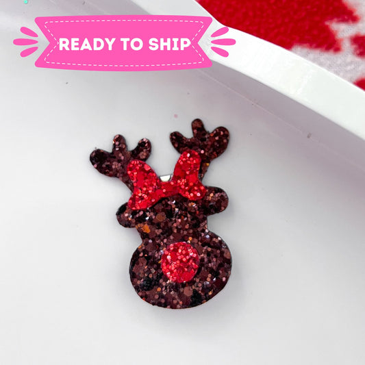 Brown Glitter Reindeer Hair Clip