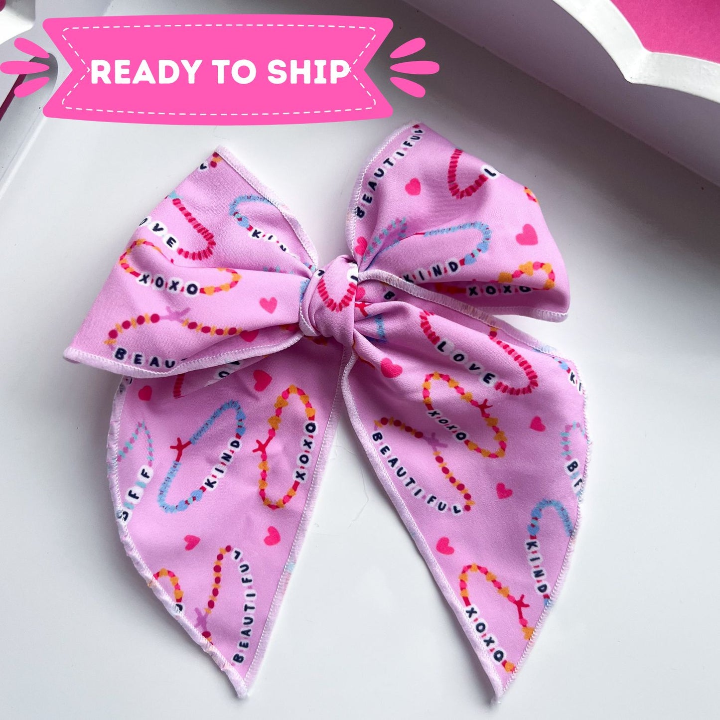Friendship Bracelet Large Pink Bow