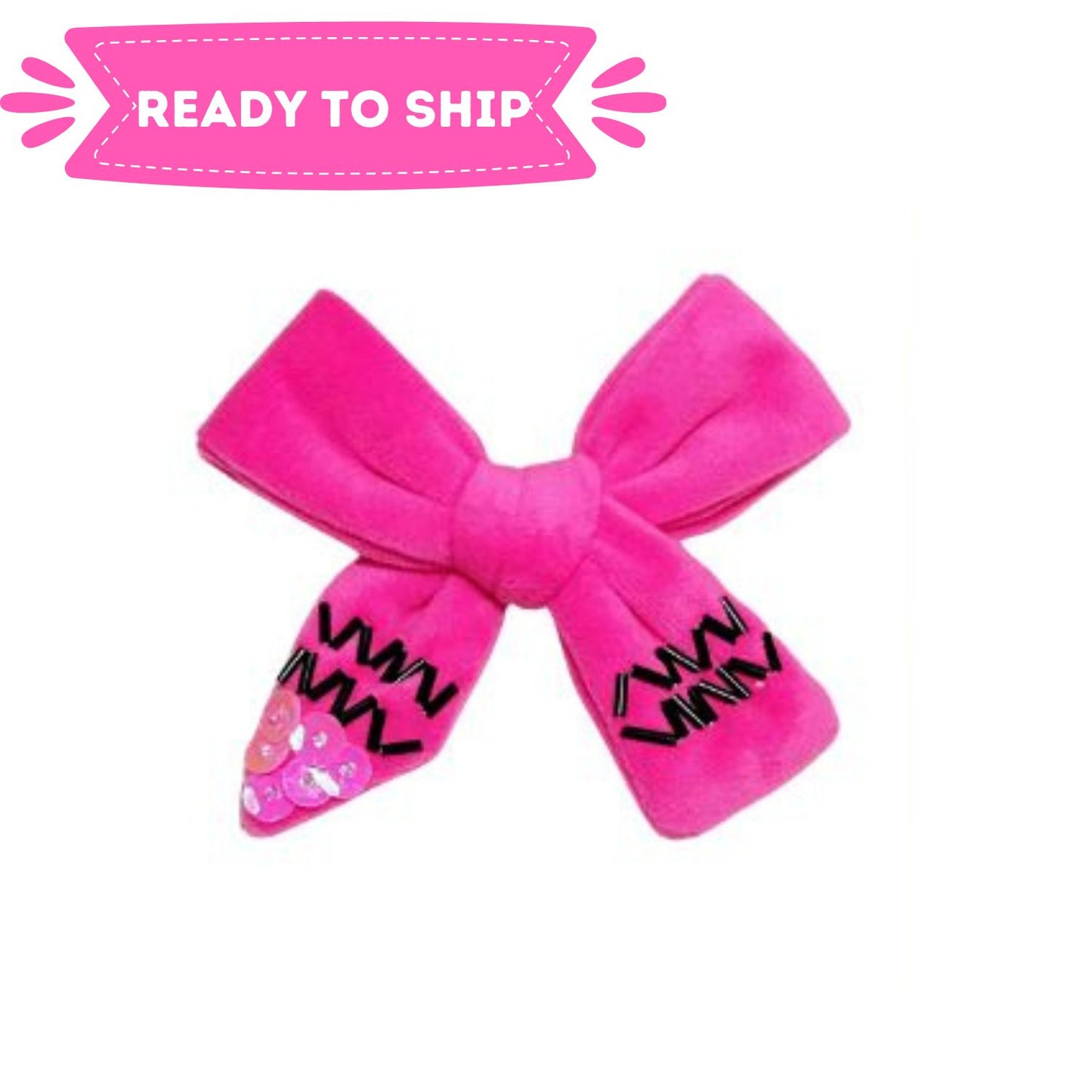 Pink Crayon Velvet Bow
