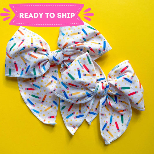 Crayons & Stars Bow