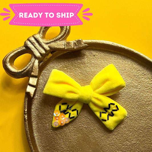 Yellow Crayon Velvet Bow