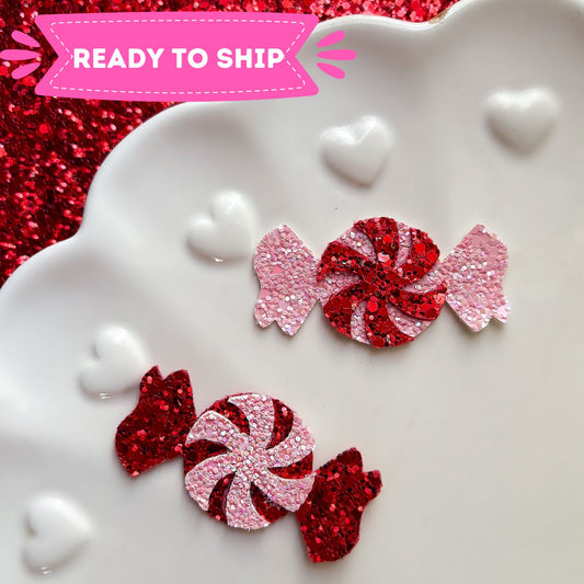 Red & Pink Peppermint Candy Hair Bows