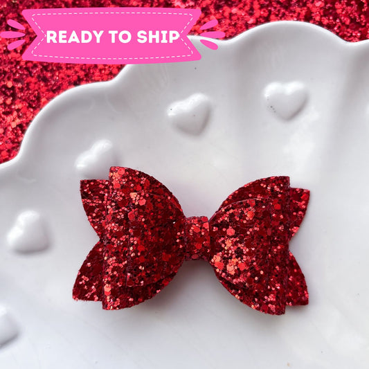 Red Glitter Hair Bow