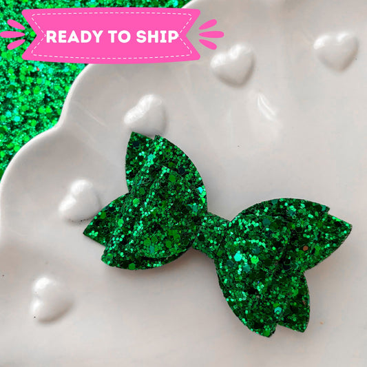 Green Glitter Hair Bow