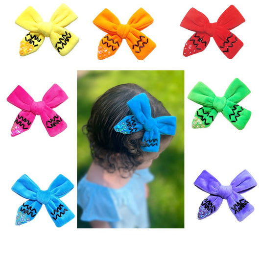 Crayon Velvet Bow - DIFFERENT COLOR OPTIONS